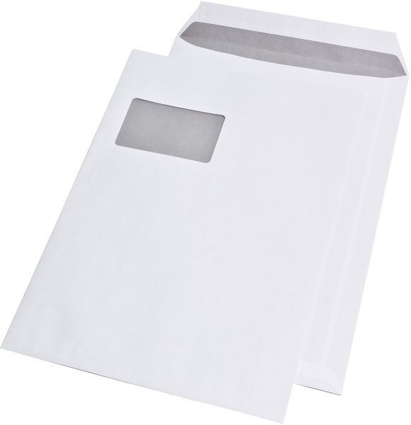 Briefumschlag/Versandtasche C4 mit Fenster, weiß, selbstklebend (250er Pack)