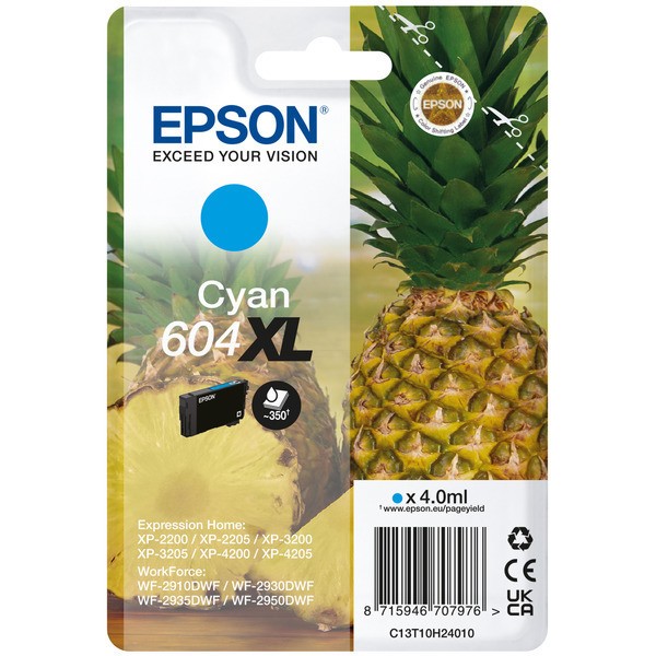 Original Epson C13T10H24010 / 604XL Tinte cyan High-Capacity 4 ml 350 Seiten