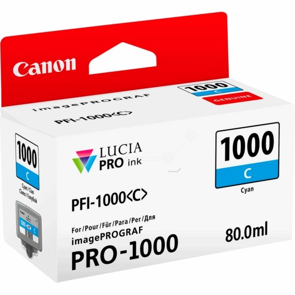 Original Canon 0547C001 / PFI-1000 C Tintenpatrone cyan 80 ml 5.025 Seiten