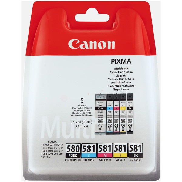 Original Canon 2078C005 / PGI580PGBK/CLI581BK/C/M/Y Tinte Multipack