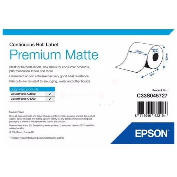 NEUOriginal Epson C33S045727 Etikettenrolle matt Premium 105mm x 35m