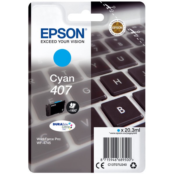 Original Epson C13T07U240 / 407 Tinte cyan 20,3 ml 1.900 Seiten