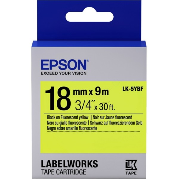 Original Epson C53S655004 / LK-5YBF DirectLabel-Etiketten schwarz auf Neon gelb