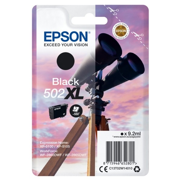 Original Epson C13T02W14010 / 502XL Tintenpatrone schwarz 9,2 ml 550 Seiten