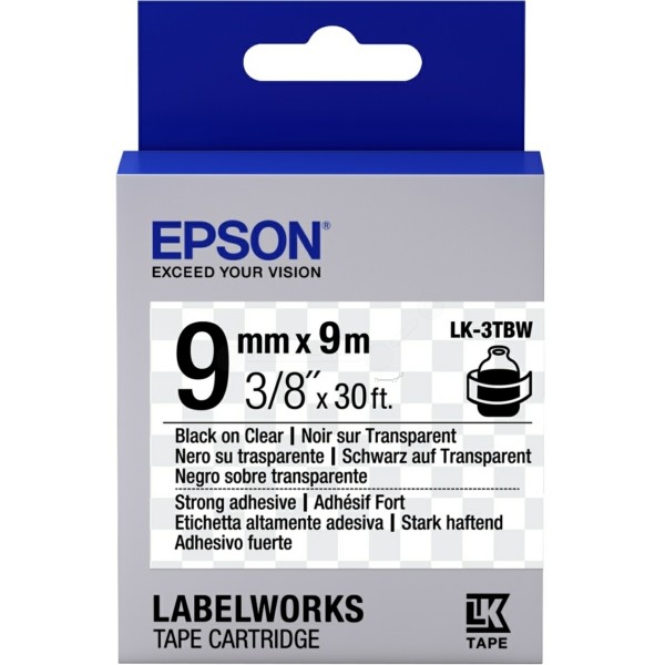 Original Epson C53S653006 / LK-3TBW Farbband schwarz auf Transparent extra adhesive