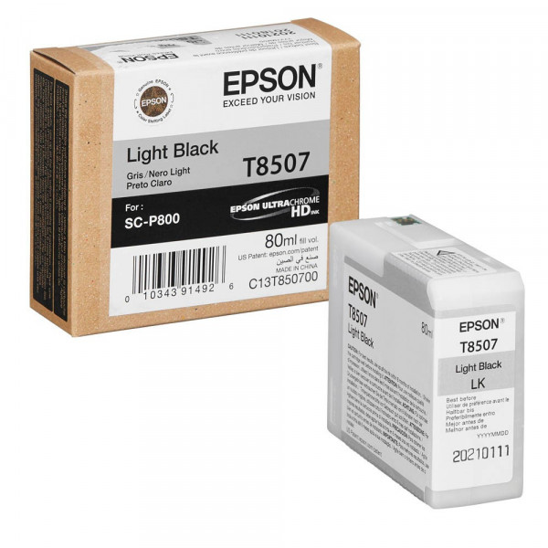 Original Epson C13T85070N / C13T850700 / T8507 Tinte light black 80 ml