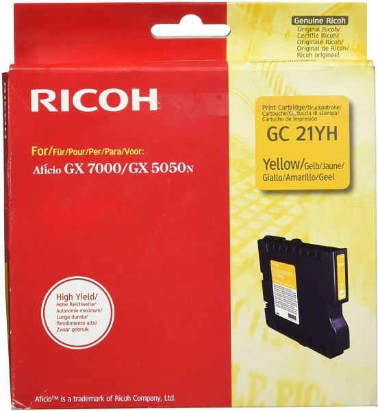 Original Ricoh 405539 / GC-21 YH Gelkartusche yellow 2.300 Seiten