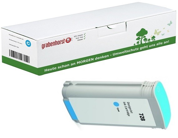 Alternativ HP F9J67A / 728 Tinte cyan 130 ml