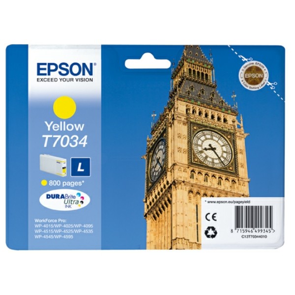 Original Epson C13T70344010 / T7034 Tintenpatrone gelb 10 ml 800 Seiten