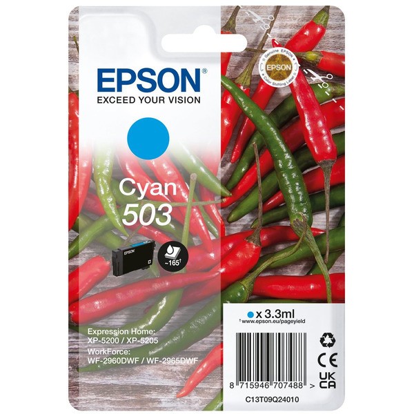 Original Epson C13T09Q24010 / 503 Tinte cyan 3,3 ml 165 Seiten