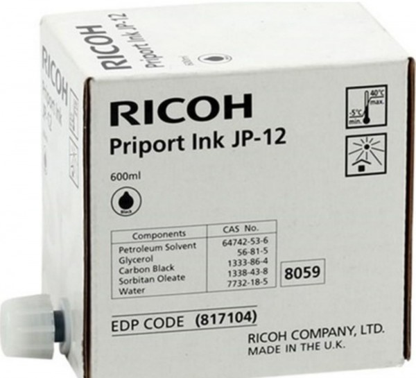 Original Ricoh 817104 / JP 12 Tinte black 600 ml