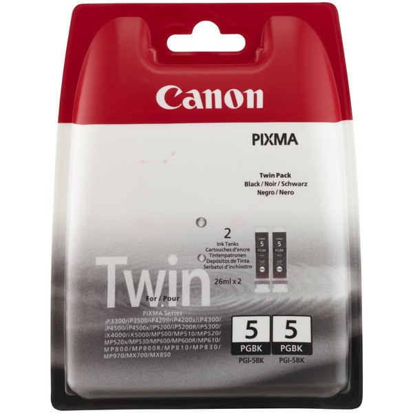 Original Canon 0628B025 / PGI-5BK Tinte black pigmentiert Doppelpack 26 ml 800 Seiten