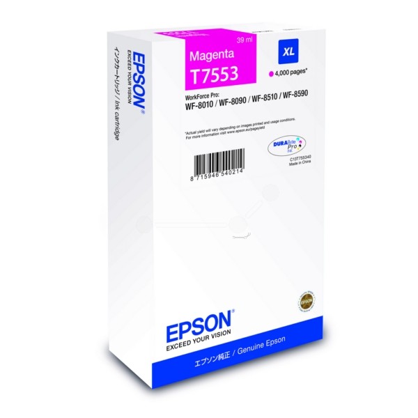 Original Epson C13T755340 / T7553 Tintenpatrone magenta 39 ml 4.000 Seiten